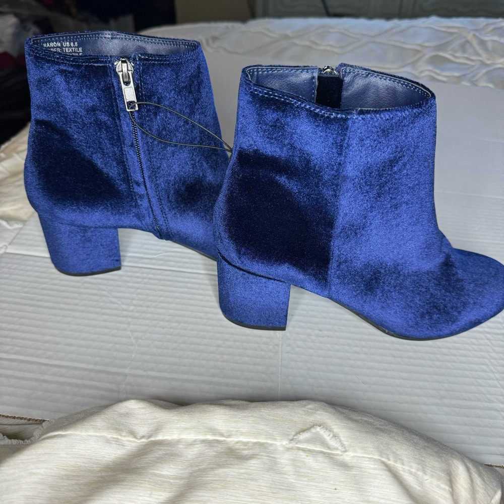Blue Velvet Ankle Boots